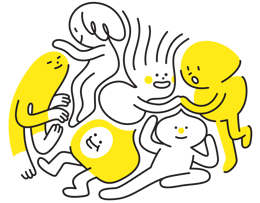 Kids hug group yellow