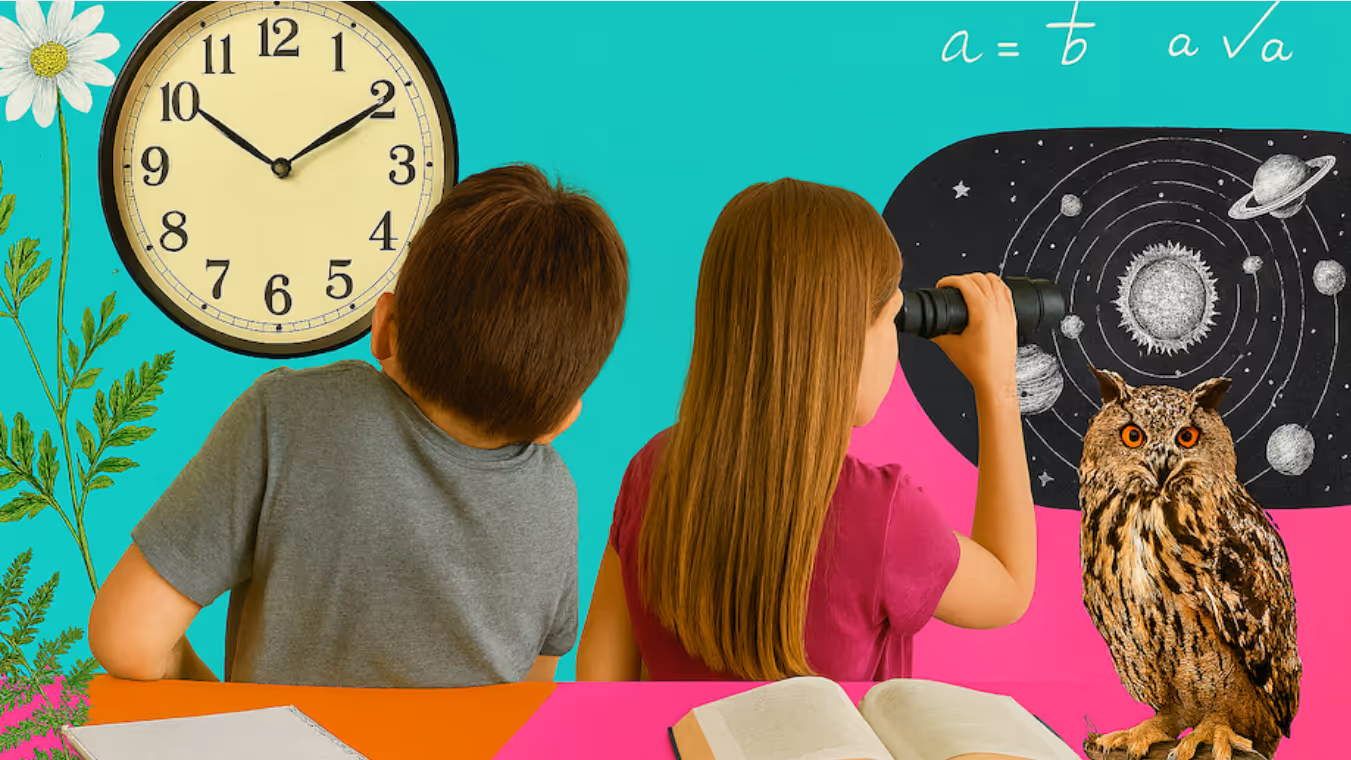Homeschool kids exploring subjects based on their schedule